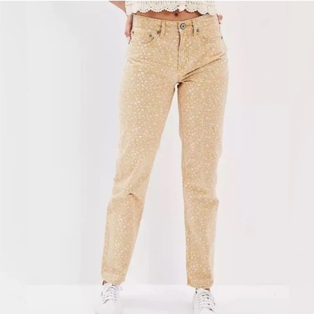 American Eagle Outfitters Beige Floral Straight Leg Jeans
